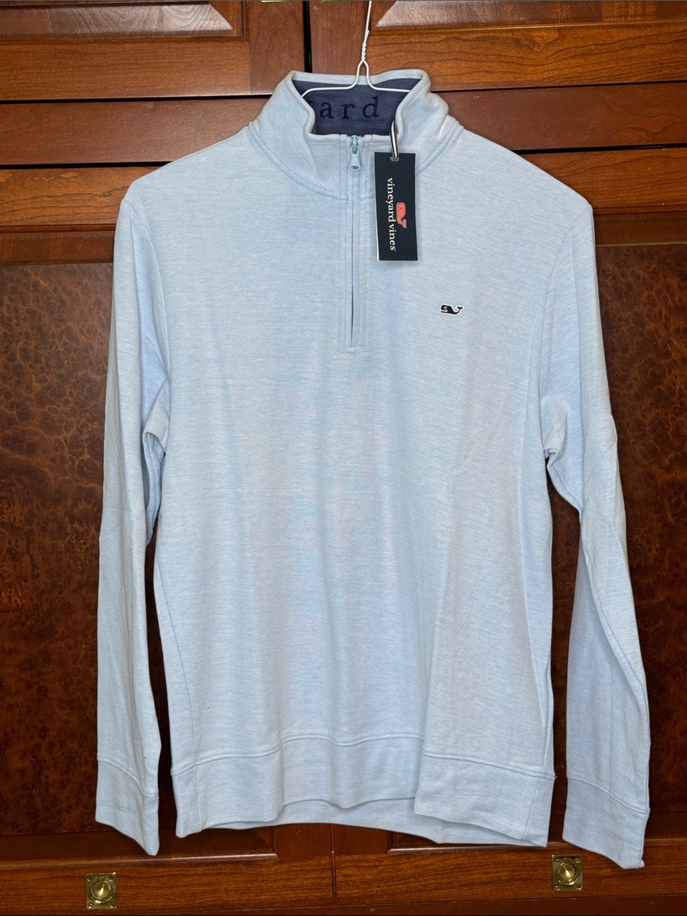 Vineyard Vines men’s small pique light blue quarter zip NWT